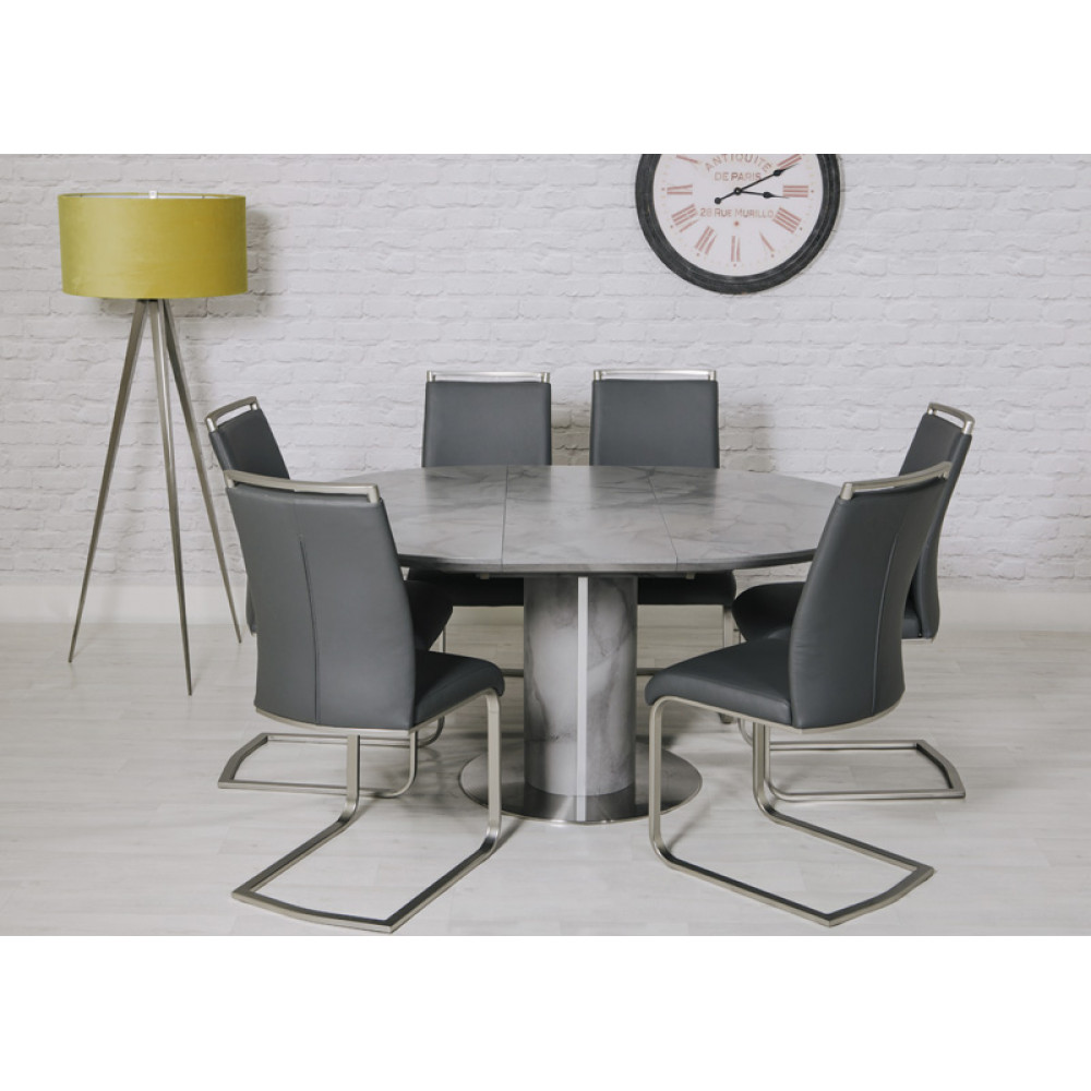 Vancouver Round Extending Dining Table, Modern Round Extending Dining Table And Chairs