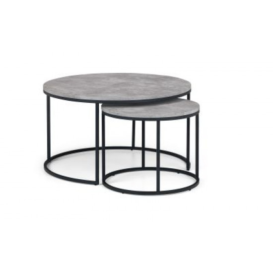 Staten Round Nesting Coffee Table, Nest Coffee Tables Black