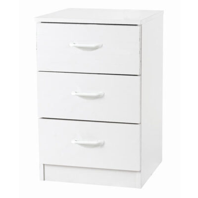 Elemental White 3 Drawer Bedside